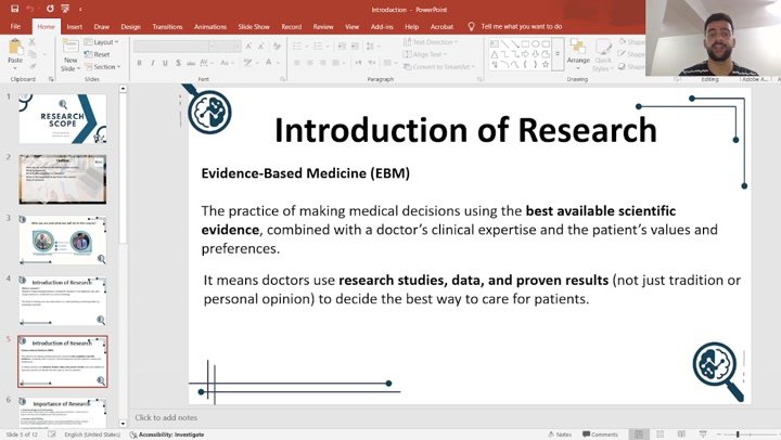 لقطة من محاضرة مقدمة البحث في أكاديمية Research Scope